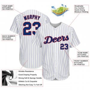 Custom White Royal Strip Royal-Red Authentic Baseball Jersey