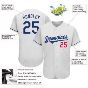Custom White Royal-Red Authentic Baseball Jersey