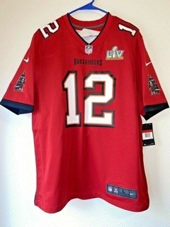 Tom Brady Super Bowl LIV Tampa Bay Bucs Nike NFL Jersey Red Mens Size L NWT