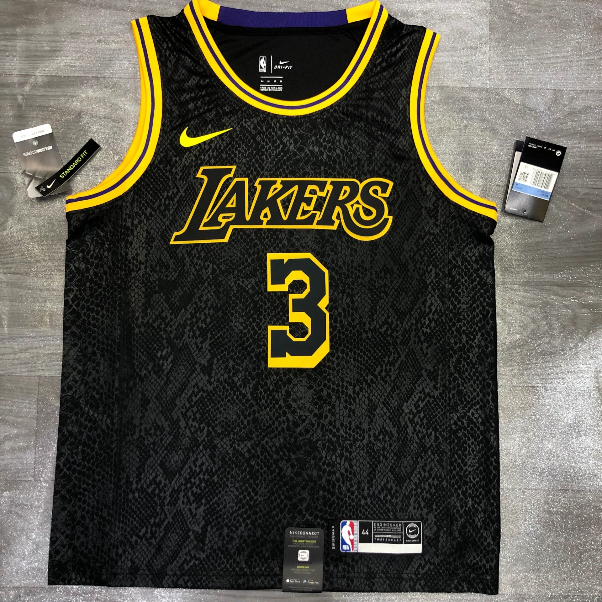 Men's Los Angeles Lakers Anthony Davis #3 Black Swingman Jersey Mamba Edition 