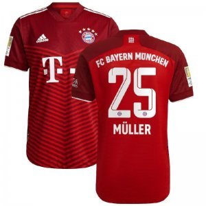 Men'sThomas Müller Red Bayern Munich 202021-2022 Home  FAN VERSION Jersey