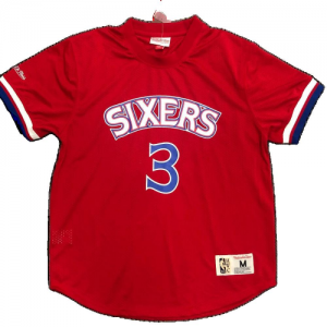 Men's Philadelphia 76ers Allen Iverson #3 Mitchell&Ness Red Name And Number Mesh Top
