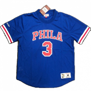 Philadelphia 76ers Allen Iverson #3 Mitchell&Ness Blue Name And Number Mesh Top