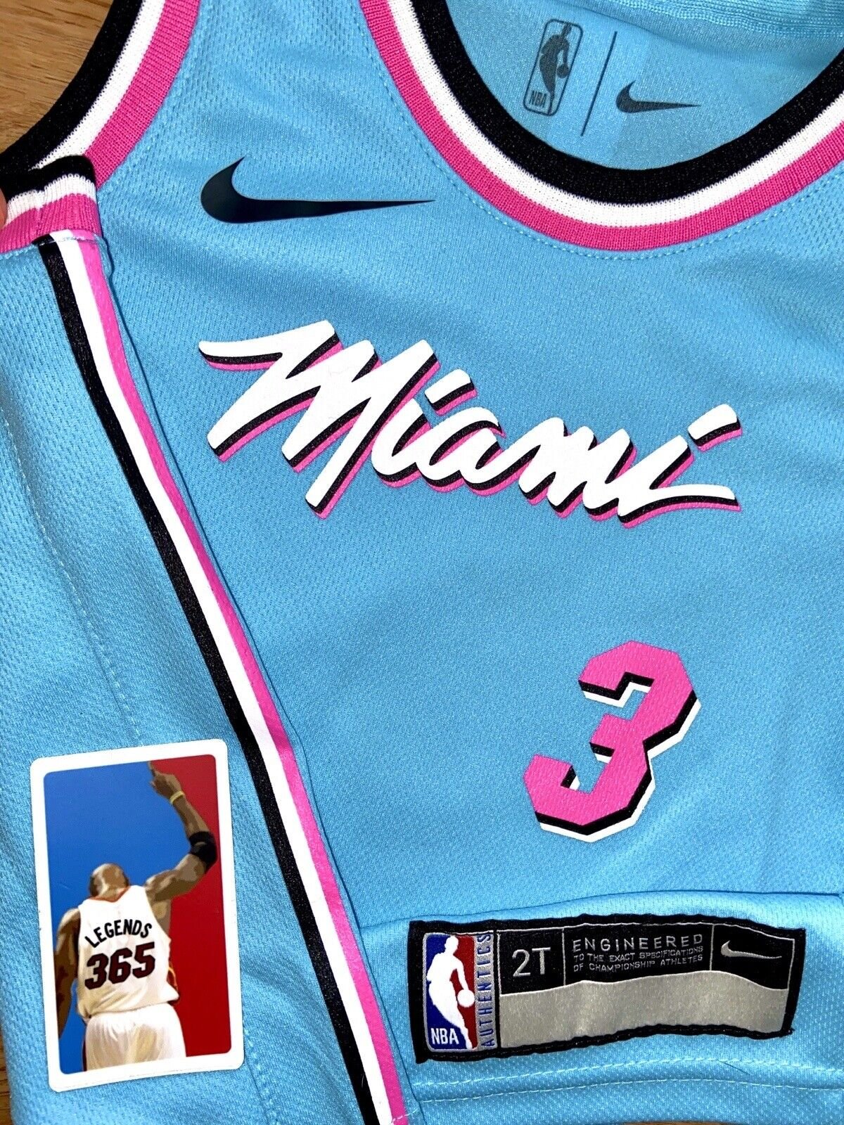 NBA Miami Heat Dwayne Wade Baby Blue # 3 Nike Swingman Size 52 Jersey