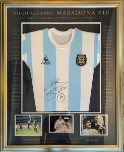 Selling authenticated Diego Maradona Jersey DM if interested.