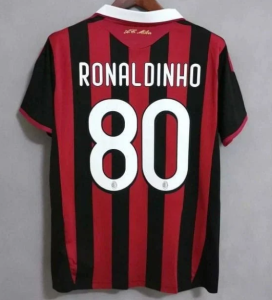 AC Milan 2009-2010 Ronaldinho Home Retro Classic  RONALDINHO 80