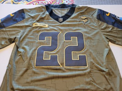 HARRISON SMITH MINNESOTA VIKINGS OLIVE SALUTE TO SERVICE MEN XL JERSEY. NEW. STITCHED