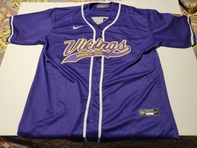 JUSTIN JEFFERSON MINNSOTA VIKINGS PURPLE BASEBALL MEN 2XL JERSEY. NEW. STITCHED