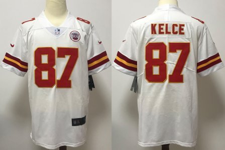 Travis Kelce #87 Kansas City Chiefs White Game Jersey Away Jersey