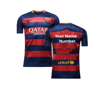 Fanatic Barcelona Messi 2015/2016 Retro Custom Soccer Jersey Personalized Soccer Jersey kits customized Name Number Customize Sport Shirt Training Soccer Uniforms Unisex Soccer Shirts