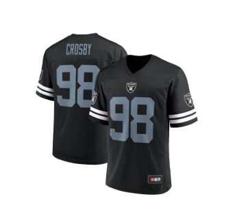 NFL RAIDERS Men's Primary Color Short Sleeve V-Neck Jersey Name & Number - M Crosby