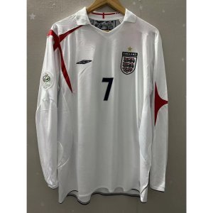 2006 Eng-lan BECKHAM GERRARD Long sleeve Top Quality Home Retro Football Jersey custom T-shirt