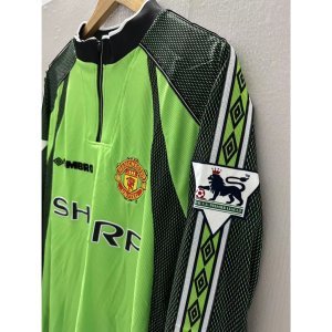 98-99 Man-U goalkeeper Long sleeve Top Quality Home Retro Soccer Jersey custom T-shirt Football Jers