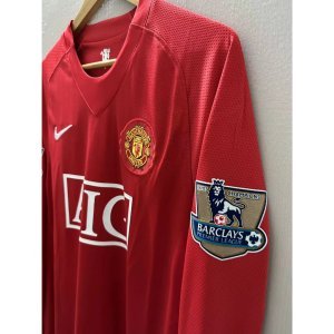 07-08 Man-U Long sleeve Top Quality Home Retro Soccer Jersey custom T-shirt Football Jersey RONALDO