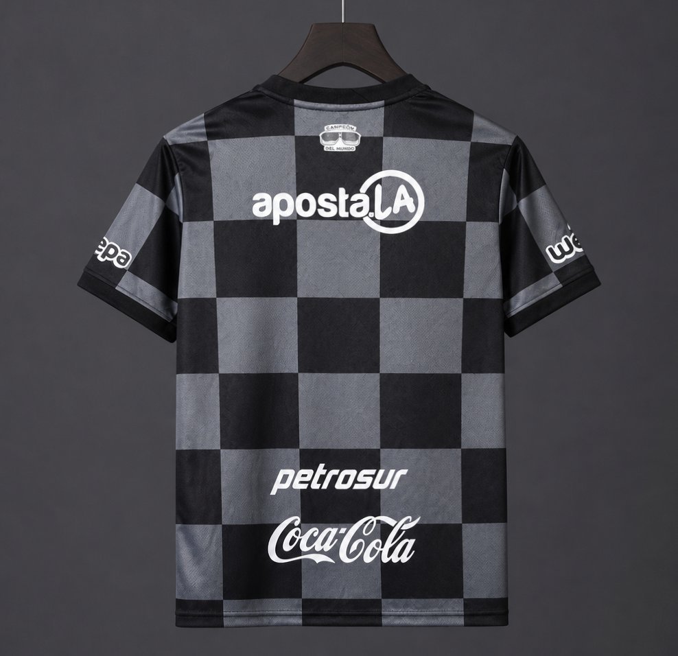 Paraguay - 26-27 Olimpia Black & Grey with Checkered Pattern Jersey